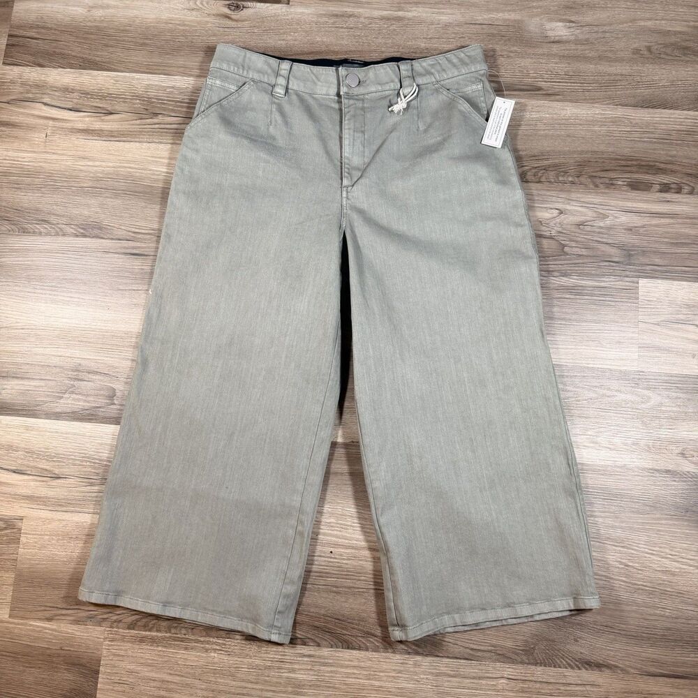 NWT Democracy Pants Women 16 Green Ab Solution HighRise Trouser Stretch Wide Leg